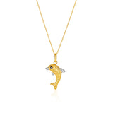 14K Two-Toned Yellow and White Gold Reversible Dolphin Pendant