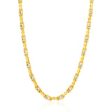 14K Two-Toned Yellow and White Gold Link Men's Necklace with Beads