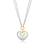 14K Yellow Gold & Sterling Silver Puffed Heart Circle Cutout Necklace