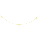 14K Yellow Gold Long Cable Chain Necklace with Flat Heart Stations