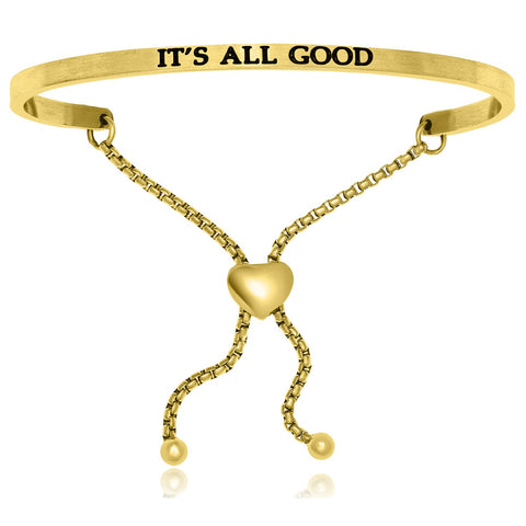 Yellow Stainless Steel It's All Good Adjustable Bracelet