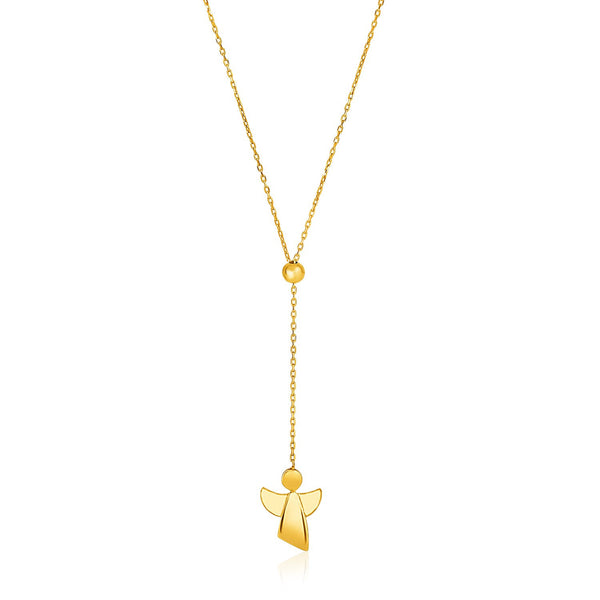 14K Yellow Gold Adjustable Cable Chain Necklace with Angle