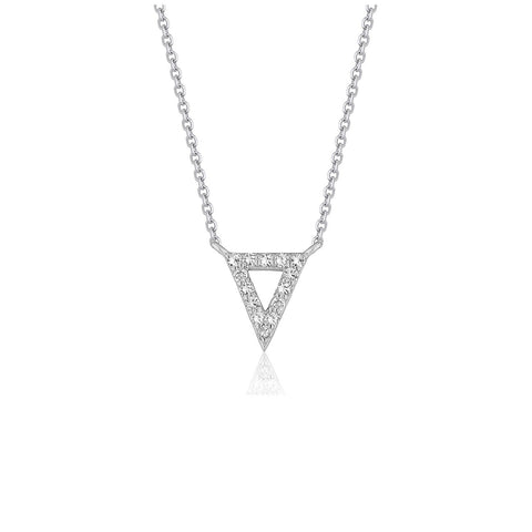 Diamond Inverted Triangle Pendant in 14K White Gold