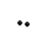 Sterling Silver Stud Earrings with Black 4mm Cubic Zirconia