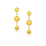 14K Yellow Gold Pebble Drop Earrings in Satin Finish