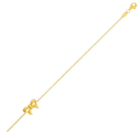 14K Yellow Gold Anklet with Bow