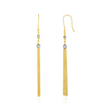 14K Two-Tone Yellow and White Gold Ball and Multi-Strand Tassel Earrings