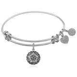 Expandable White Tone Brass Bangle with  Supernatural Anti-Possession Symbol