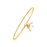 14K Bangle with Yellow, White, and Rose Gold Clover Key Charms