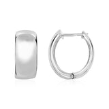 Polished Half-Round Hinged Hoop Earrings in Sterling Silver