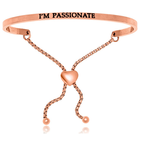 Pink Stainless Steel I'm Passionate Adjustable Bracelet