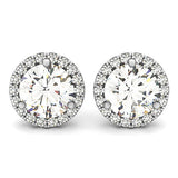 14K White Gold Round Prong Halo Style Earrings (1 ct. tw.)