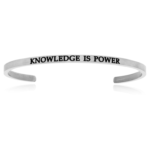 Stainless Steel Knowledge Is Power Cuff Bracelet