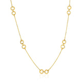 14K Yellow Gold Double Ring and Cable Chain Necklace
