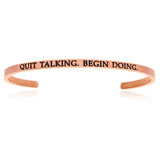Pink Stainless Steel Quit Talking Begin Doing Cuff Bracelet