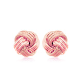 14K Rose Gold Love Knot with Ridge Texture Earrings