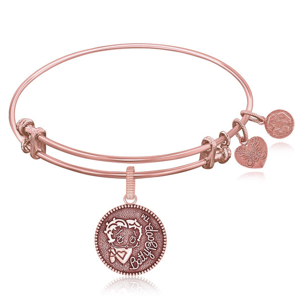 Expandable Bangle in Pink Tone Brass with Betty Boop Symbol