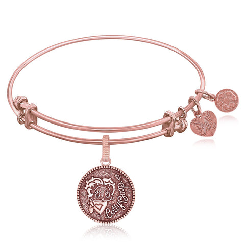 Expandable Bangle in Pink Tone Brass with Betty Boop Symbol