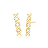 14K Yellow Gold X Motif Climber Stud Earrings
