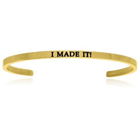 Yellow Stainless Steel I Made It Cuff Bracelet