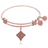 Expandable Bangle in Pink Tone Brass with Kappa Alpha Theta Symbol