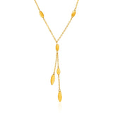 14K Yellow Gold Marquise Motif and Chain Lariat Necklace