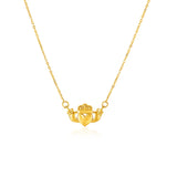 14K Yellow Gold Pendant with Claddagh Symbol