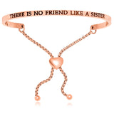 Pink Stainless Steel There Is No Friend Like A Sister Adjustable Bracelet