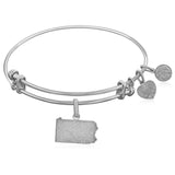Expandable White Tone Brass Bangle with Pennsylvania Symbol