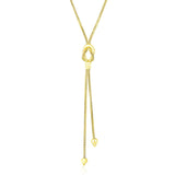 14K Yellow Gold Lariat Popcorn Necklace with Noose Design