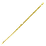14K Yellow Gold Buckle Stationed Popcorn Chain Bracelet