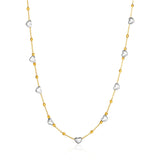 14K Two-Tone Yellow and White Gold Heart and Chain Necklace