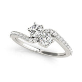 Curved Band Two Stone Diamond Ring in 14K White Gold (3/4 ct. tw.)