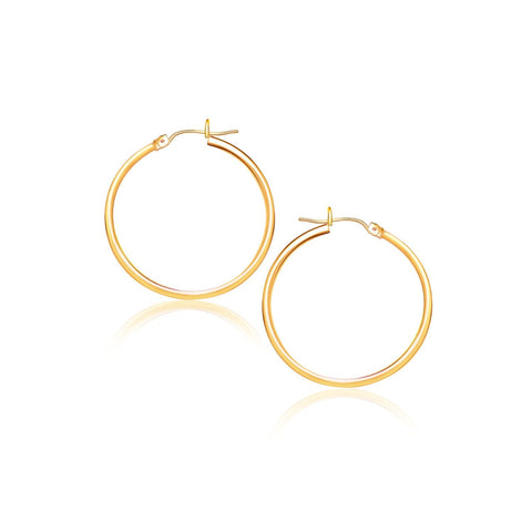 10K Yellow Gold Polished Hoop Earrings (40 mm)
