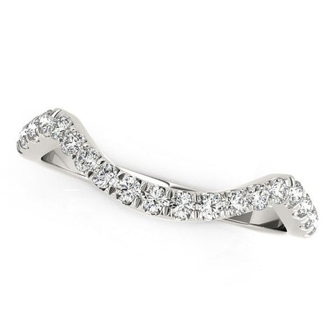 14K White Gold Modern Curved Style Pave Diamond Wedding Band (1/5 ct. tw.)