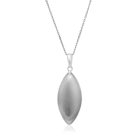 Sterling Silver Diamond Dust Marquis Shape Pendant