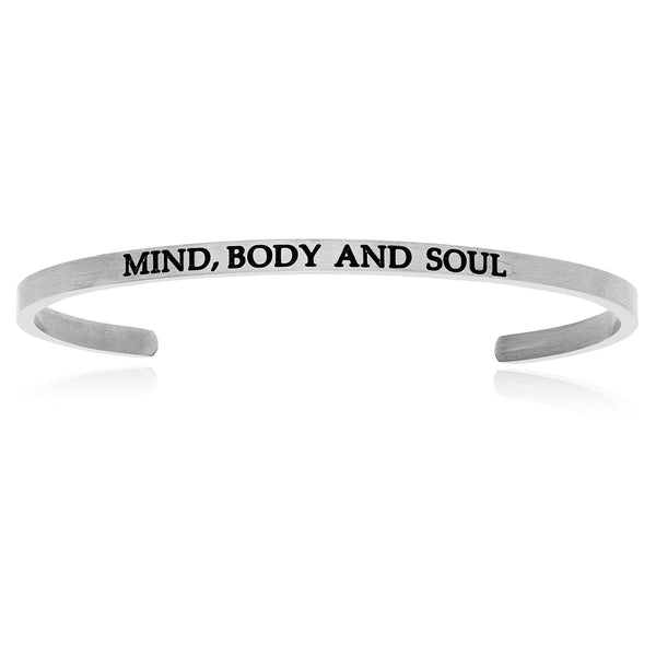 Stainless Steel Mind, Body And Soul Cuff Bracelet