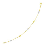 14K Two-Tone Gold Puffed Teardrop with Diamond Cut Station Bracelet