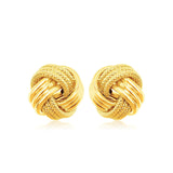 10K Yellow Gold Love Knot with Ridge Texture Earrings
