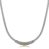 18K Yellow Gold & Rhodium Sterling Silver Baroque Curved Bar Diamond Necklace
