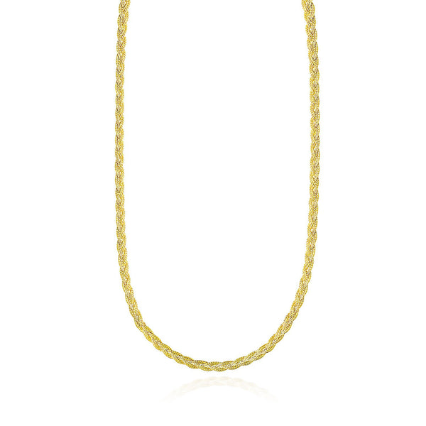 14K Yellow Gold Fox Chain Braided Motif Necklace
