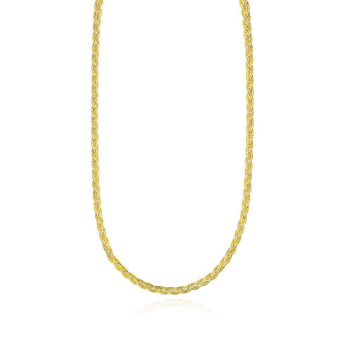 14K Yellow Gold Fox Chain Braided Motif Necklace