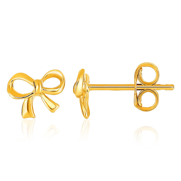 14K Yellow Gold Bow Style Post Earrings