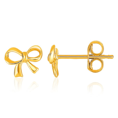 14K Yellow Gold Bow Style Post Earrings