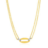 14K Yellow Gold and Diamond Necklace with Gold Center Link (1/10 ct. tw.)