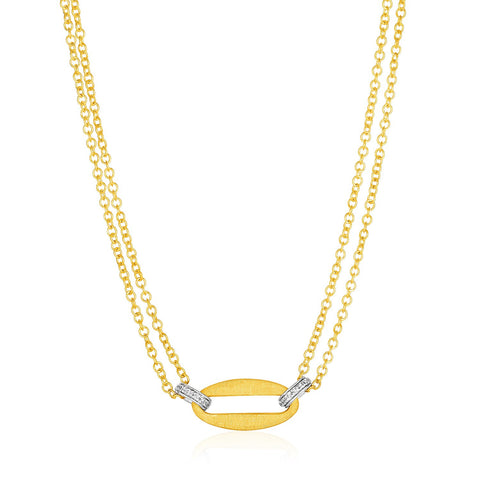 14K Yellow Gold and Diamond Necklace with Gold Center Link (1/10 ct. tw.)