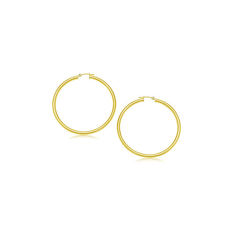 10K Yellow Gold Polished Hoop Earrings (15 mm)