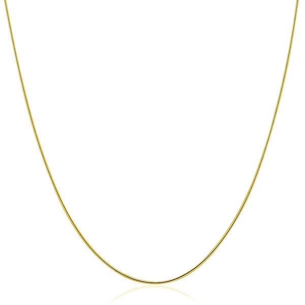 14K Yellow Gold Thin Motif Round Omega Necklace