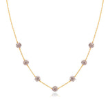 14K Yellow Gold Necklace with Crystal Embellished Sphere Stations