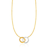 14K Two-Toned Yellow and White Gold Interlocking Rings Necklace